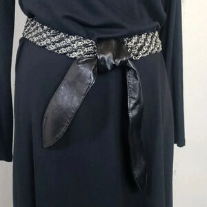 Black/silver links braided front tie  60" belt‎